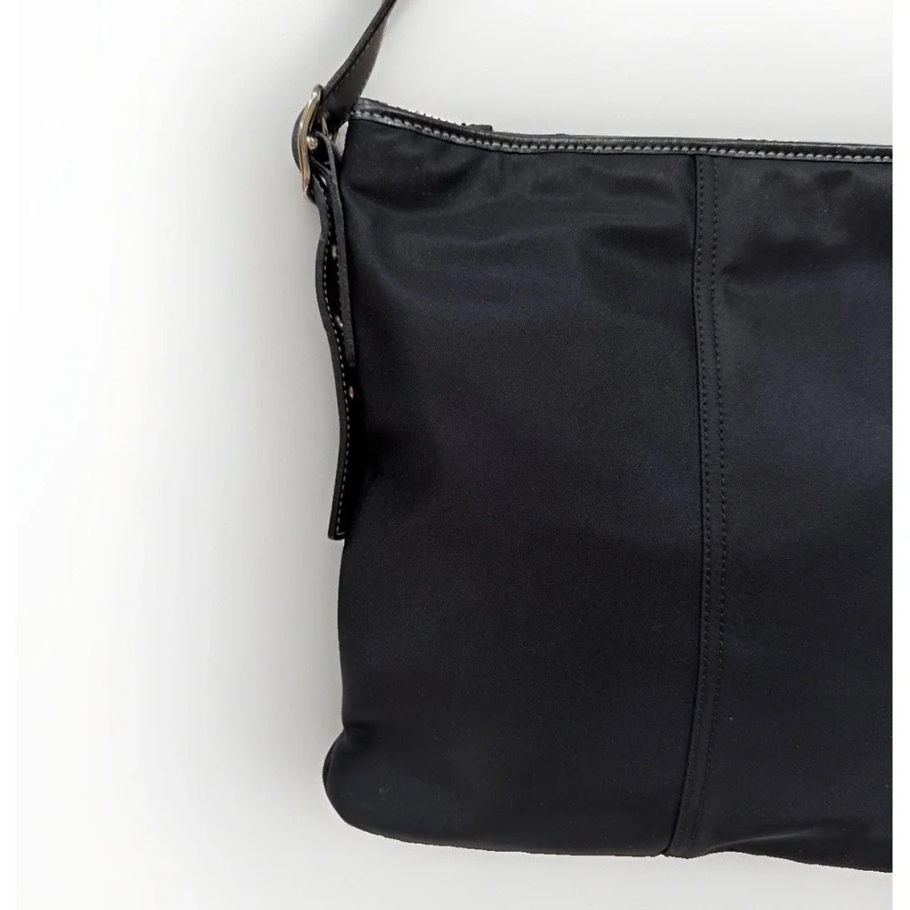 Vintage Coach 4451 Nylon Black Crossbody Bag Elegant Leather Strap Work Travel